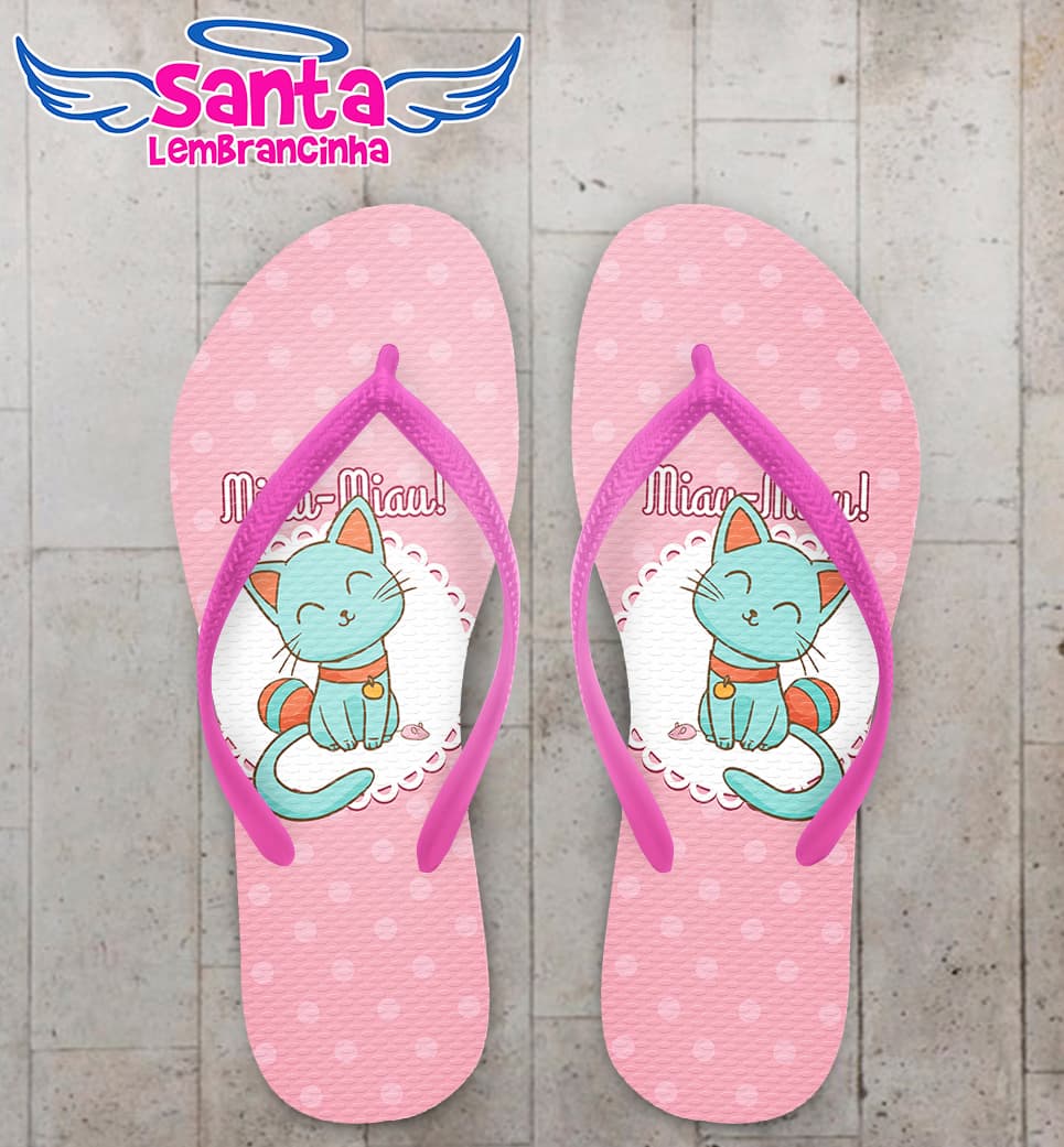 Chinelo Infantil Gatinho Personalizado COD 5550