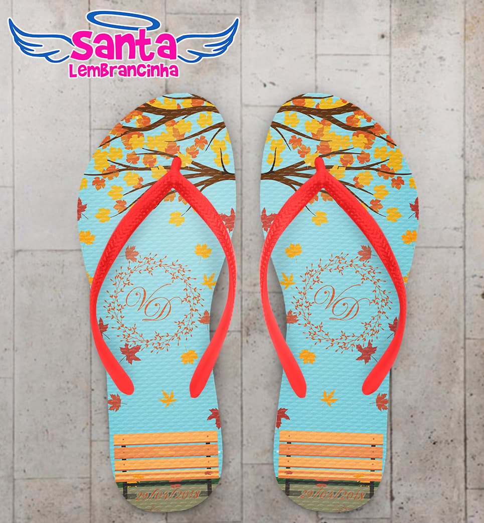 Chinelo Casamento Galhos de Cerejeira Personalizado COD 5327