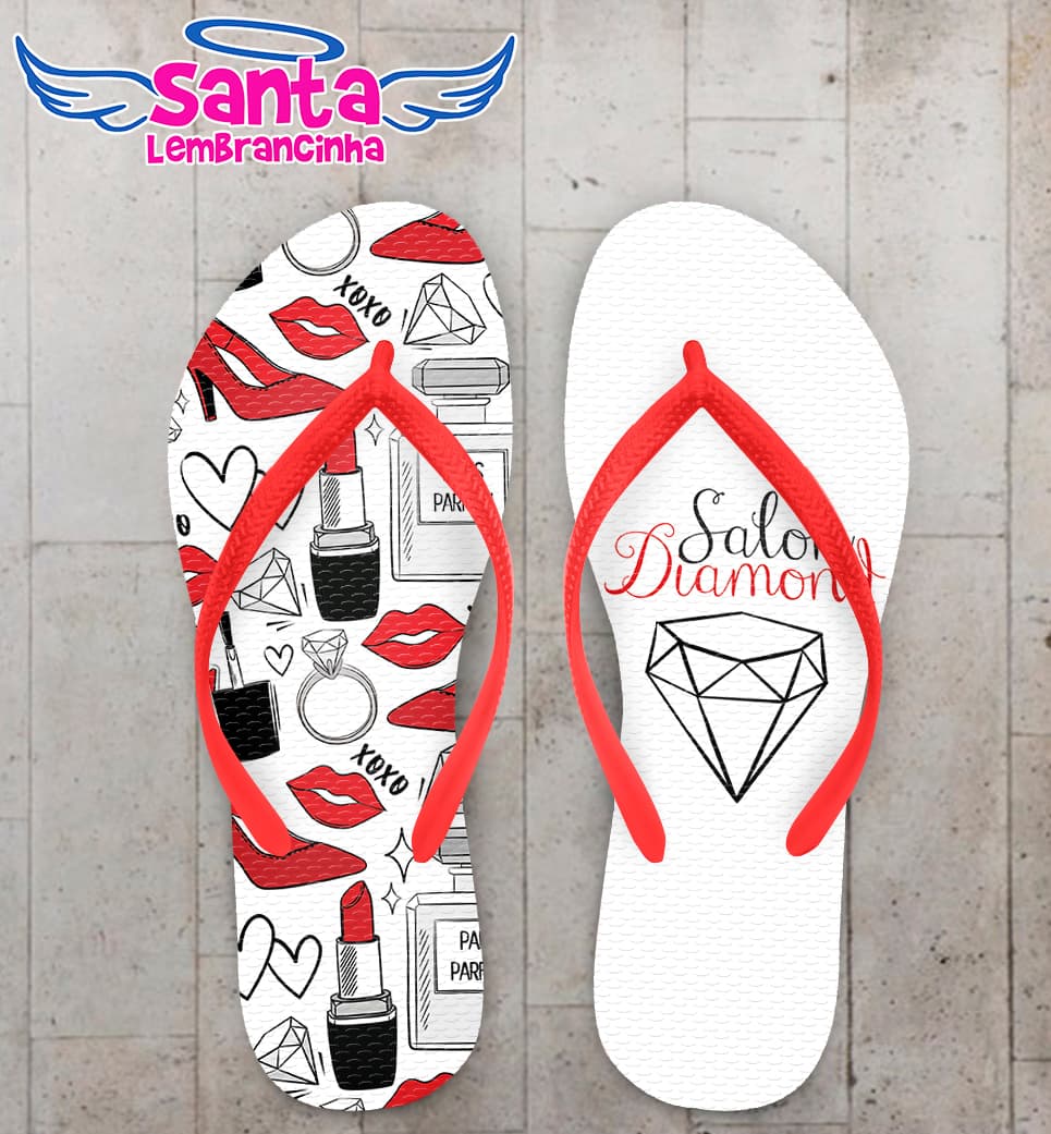 Chinelo Salão de Beleza com Ícones Personalizado COD 5594