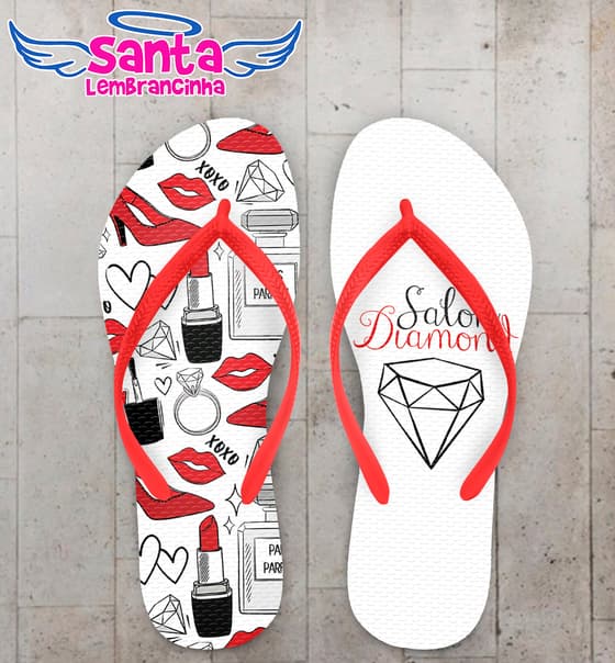 Chinelo Salão de Beleza com Ícones Personalizado COD 5594