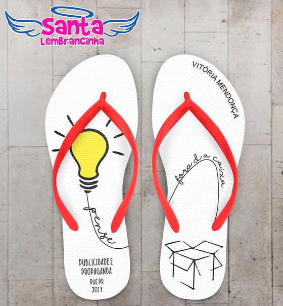 Chinelo Formatura Publicidade e Propaganda Fundo Branco com Lâmpada COD 5829