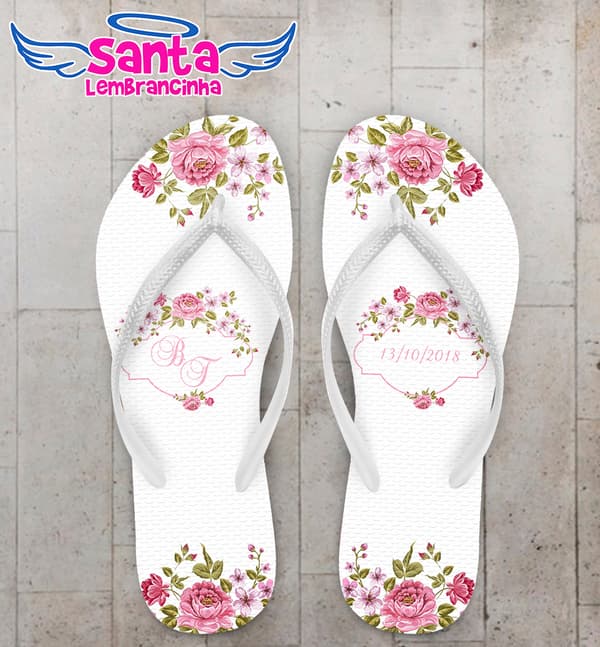 Chinelo Casamento, Rosas Personalizado COD 5334