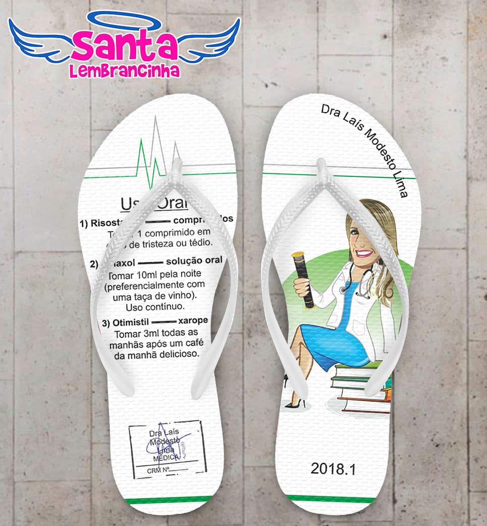 Chinelo Formatura Medicina Caricatura e Bula COD 5806