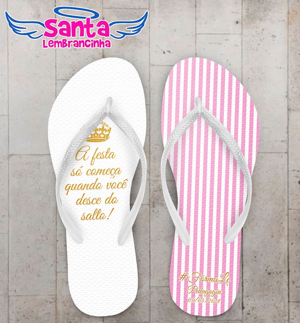 Chinelo Formatura Pedagogia Listrado com Frase COD 5825