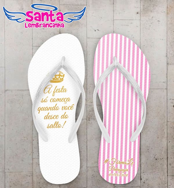 Chinelo Formatura Pedagogia Listrado com Frase COD 5825