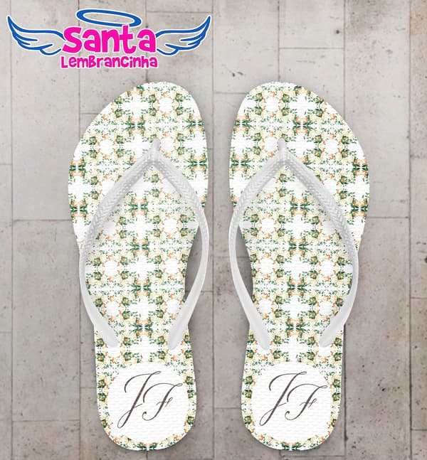 Chinelo Casamento Fundo de Flores Personalizado COD 5379