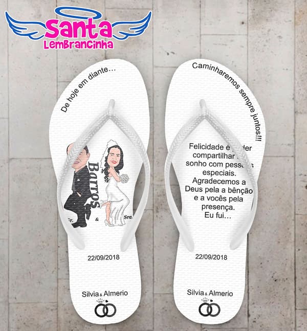 Chinelo Casamento Noivinhos e Texto Personalizado COD 5386