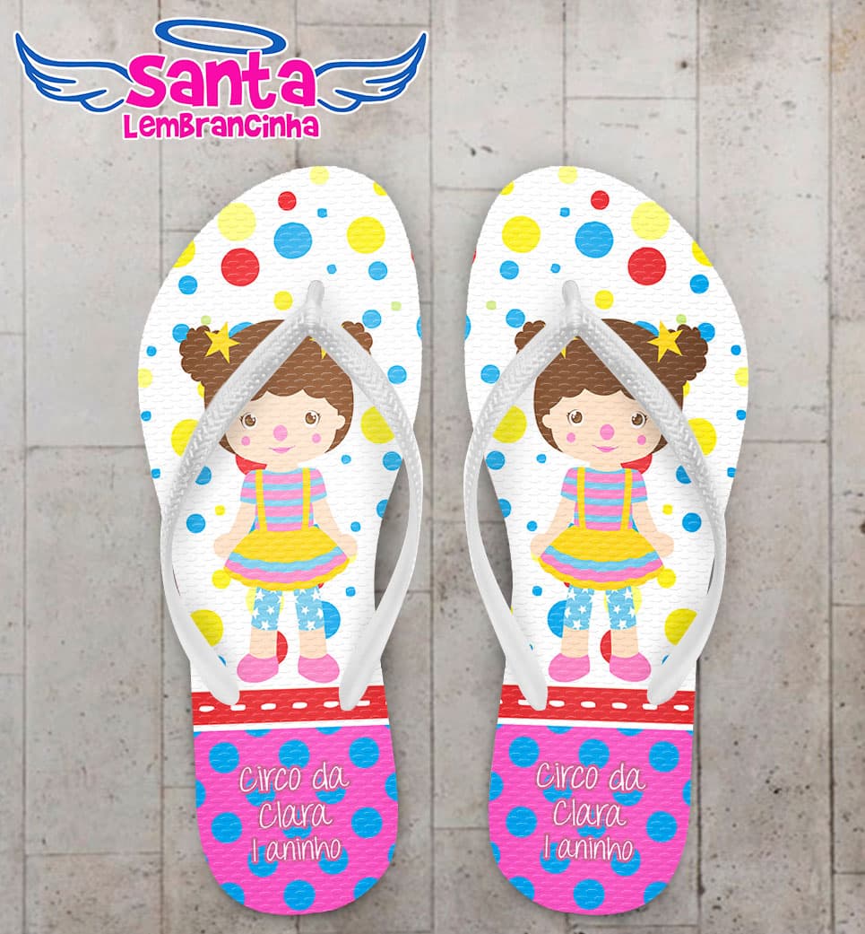 Chinelo Infantil Circo, Palhaça Cute Personalizado COD 5559