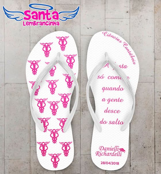Chinelo Formatura Ciências Contábeis Logo Rosa COD 5739
