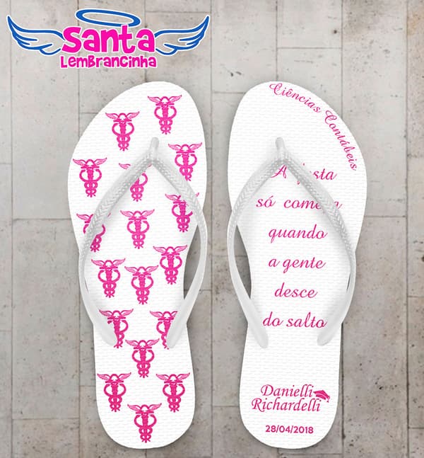 Chinelo Formatura Ciências Contábeis Logo Rosa COD 5739