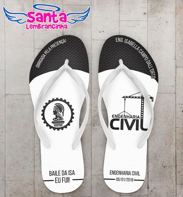 Chinelo Formatura Engenharia Civil Fundo Branco COD 5766