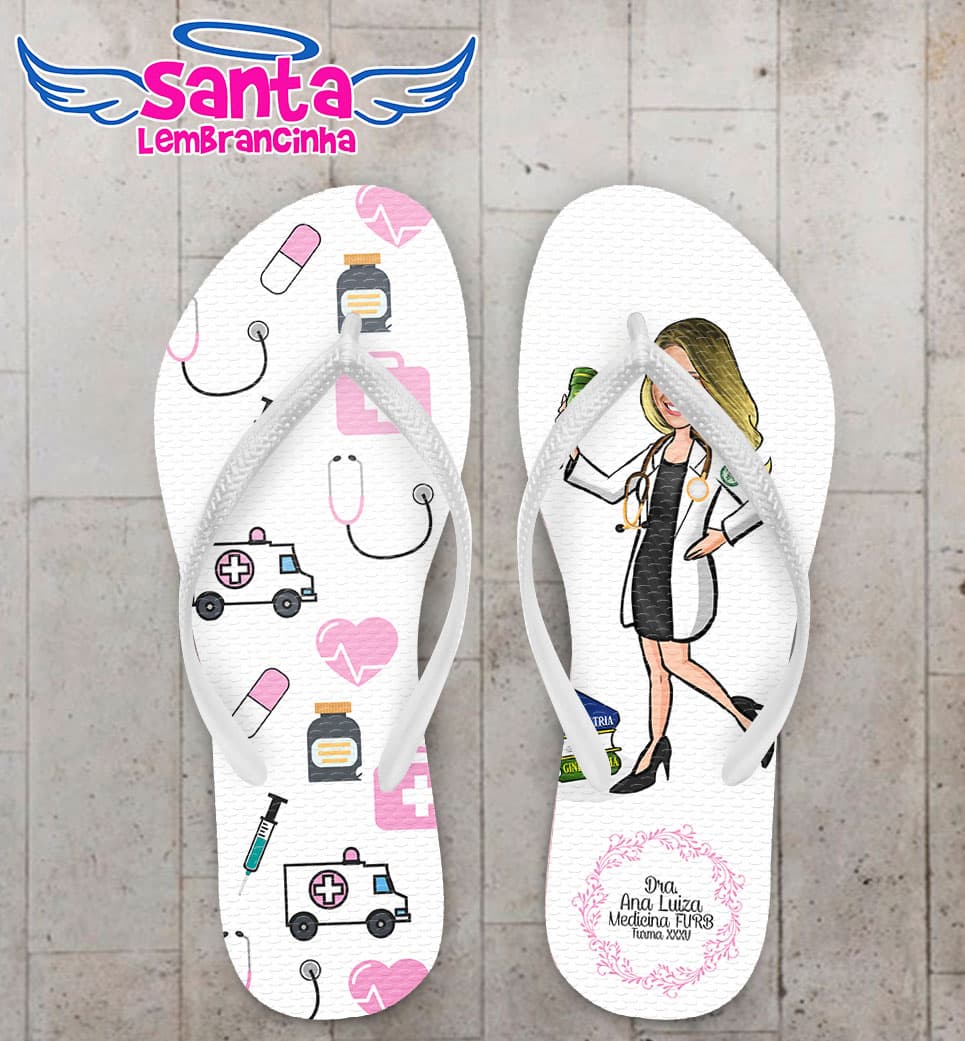Chinelo Formatura Medicina Caricatura e Brasão COD 5791