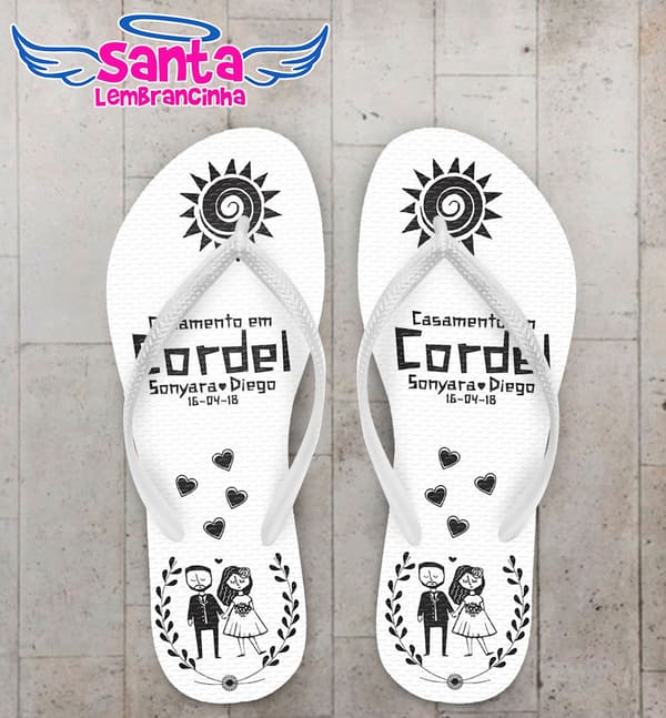 Chinelo Casamento Cordel Encantado Personalizado COD 5375