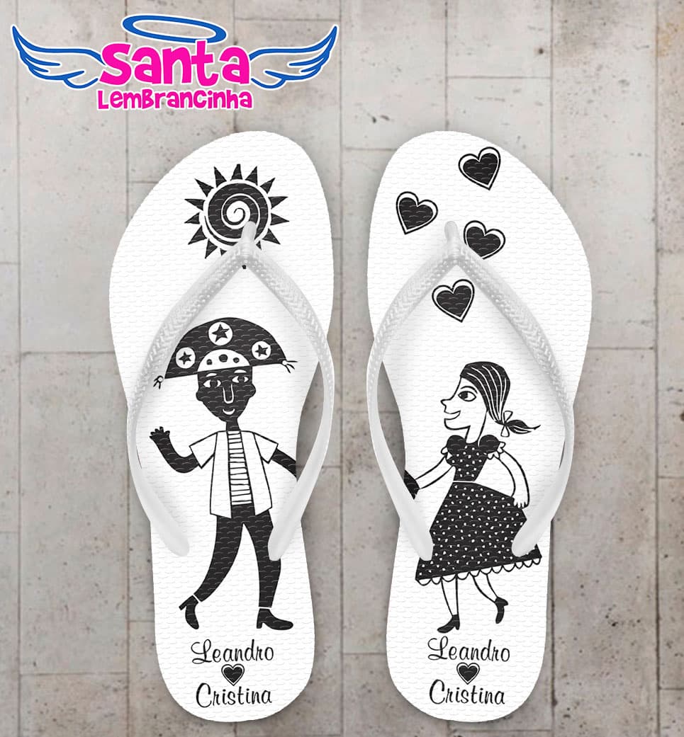 Chinelo Casamento Noivinhos Sertão Personalizado COD 5369