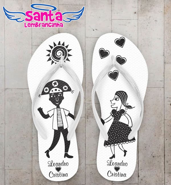 Chinelo Casamento Noivinhos Sertão Personalizado COD 5369
