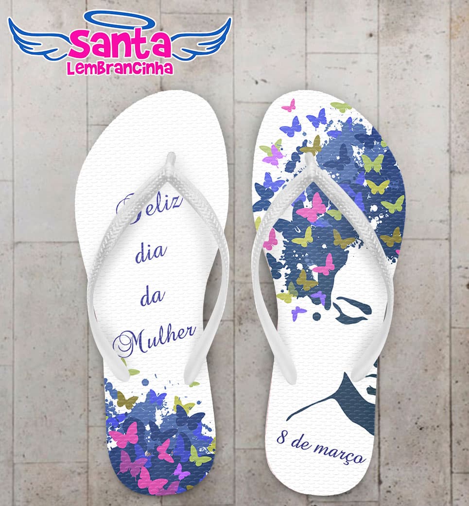 Chinelo Dia da Mulher Cabelo de Borboleta Personalizado COD 5651
