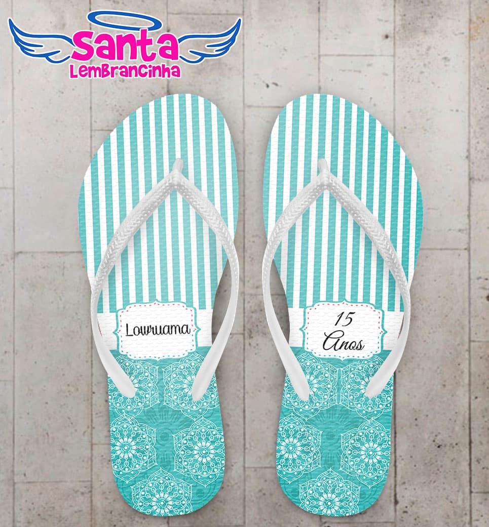 Chinelo 15 Anos Debutante Listrado e Mandala Personalizado COD 5654