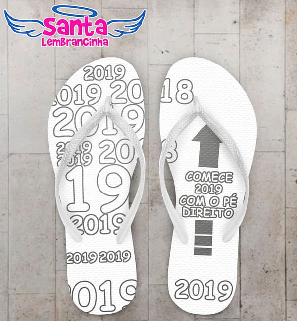 Chinelo Ano Novo Comece com o Pé Direito Personalizado COD 5711