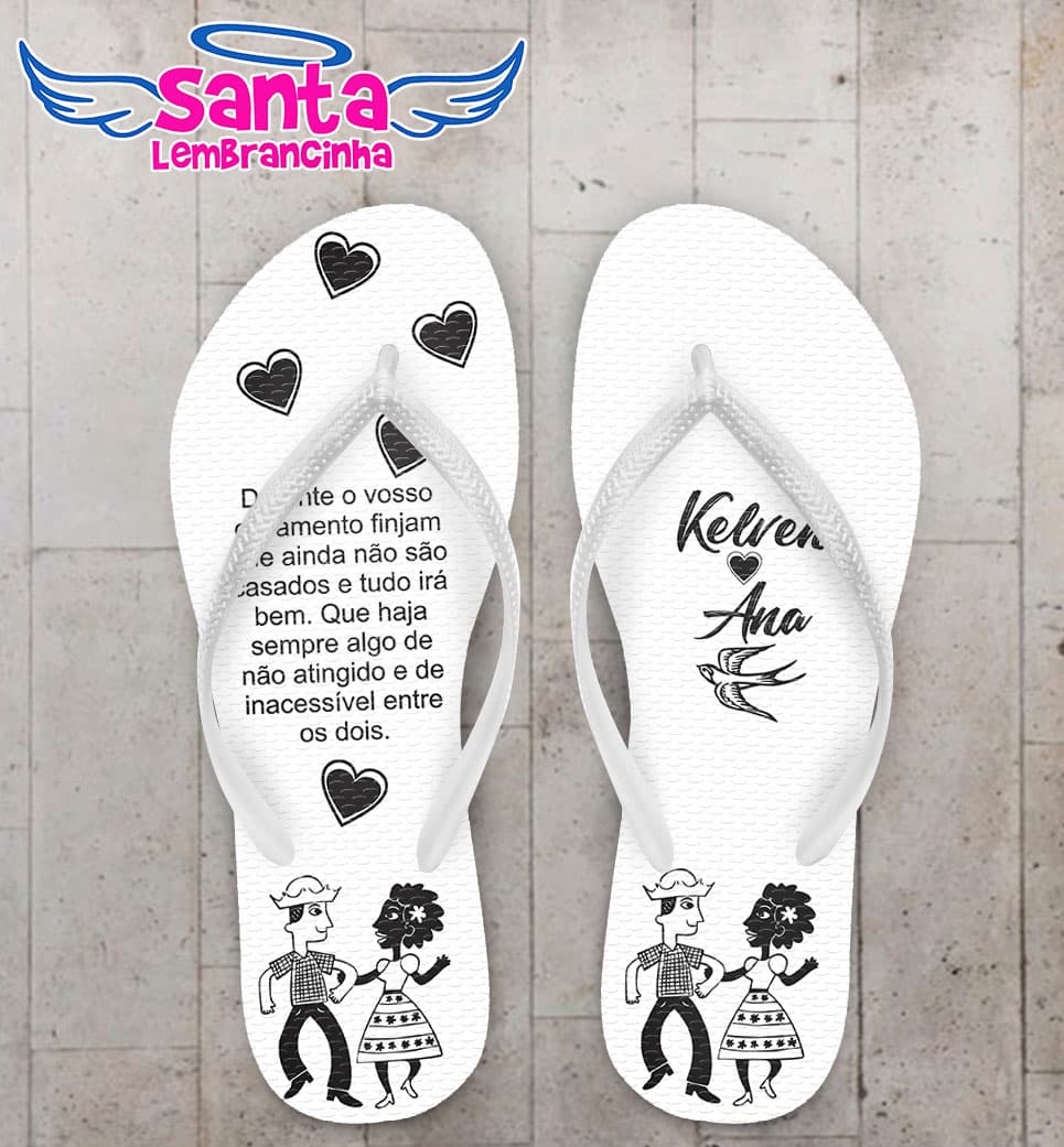 Chinelo Casamento Cordel com Texto Personalizado COD 5371