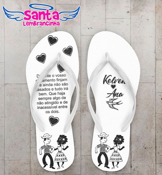 Chinelo Casamento Cordel com Texto Personalizado COD 5371