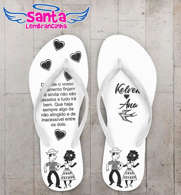 Chinelo Casamento Cordel com Texto Personalizado COD 5371