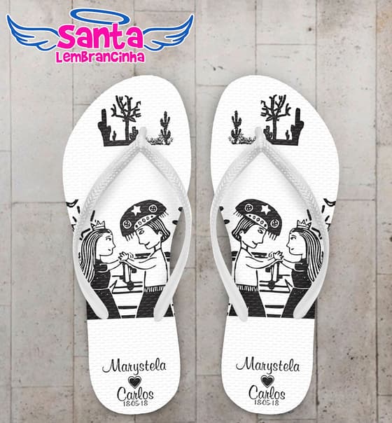 Chinelo Casamento Noivinhos Cordel Personalizado COD 5372