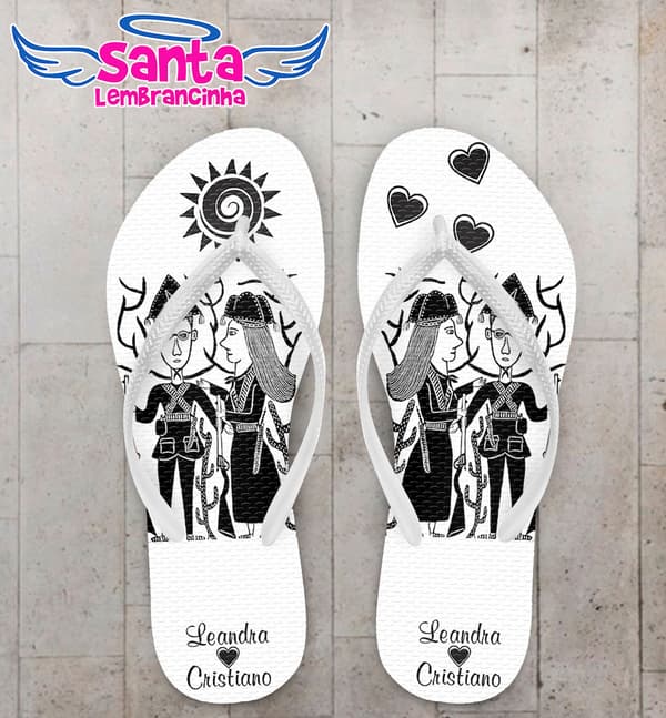 Chinelo Casamento Cordel Personalizado COD 5374