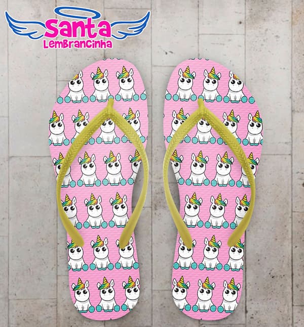 Chinelo Infantil Unicórnios Personalizado COD 5484