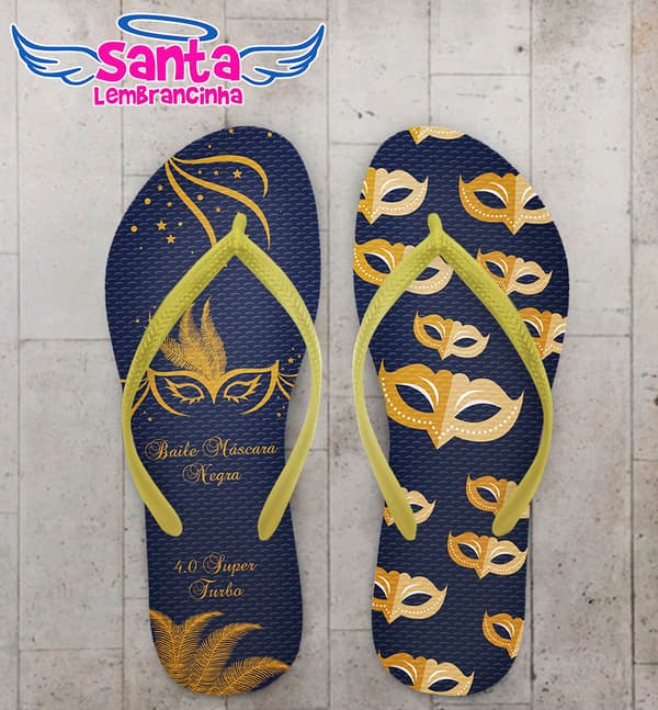 Chinelo Debutante - 15 Anos Baile de Mascara Fundo Azul Personalizado COD 5640
