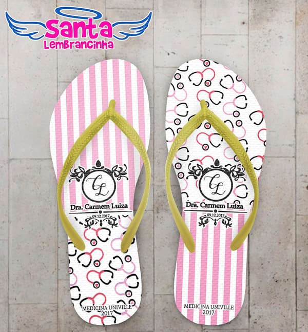 Chinelo Formatura Medicina Listrado com Esteto COD 5736