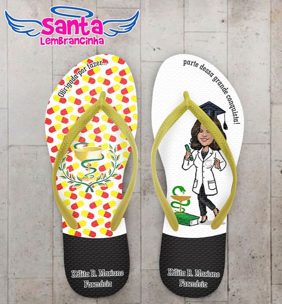 Chinelo Formatura Farmácia Caricatura e Comprimidos COD 5770