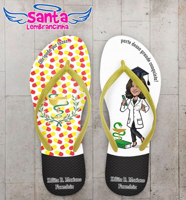 Chinelo Formatura Farmácia Caricatura e Comprimidos COD 5770