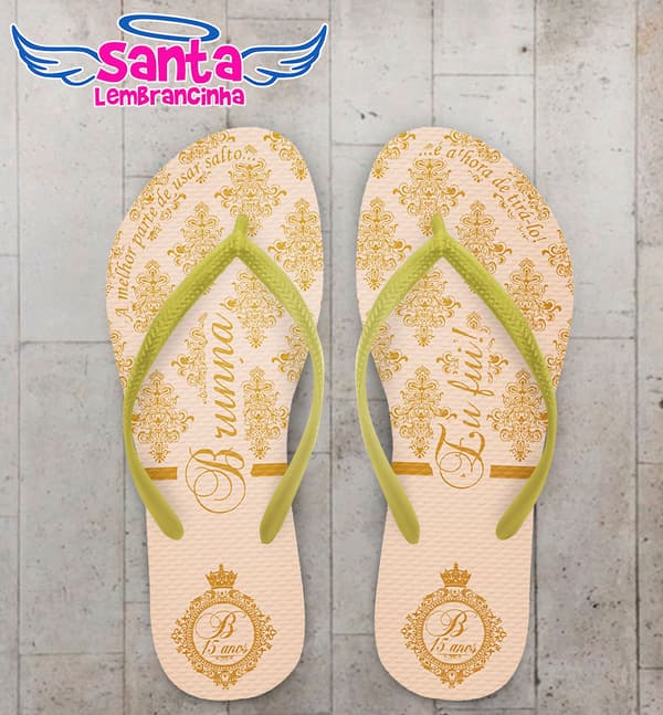 Chinelo Debutante - 15 Anos Arabesco com Monograma Personalizado COD 5637