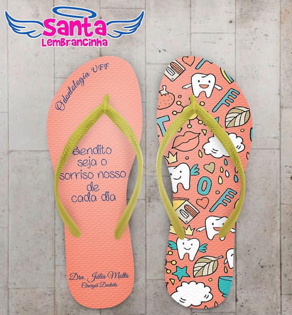 Chinelo Formatura Odontologia Ícones e Frase COD 5816