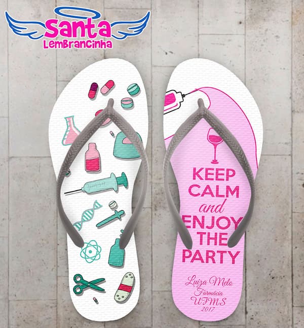 Chinelo Formatura Farmácia Keep Calm e Ícones COD 5774