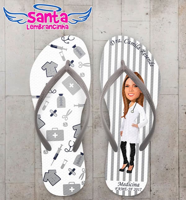 Chinelo Formatura Medicina Caricatura Listrado COD 5787
