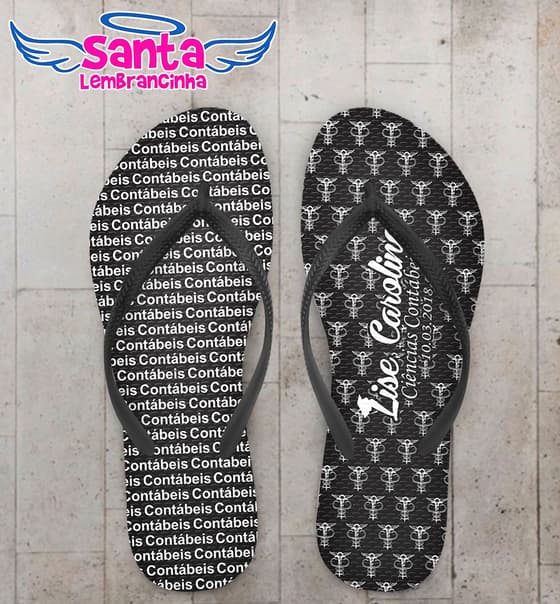 Chinelo Formatura Ciências Contábeis Logos com Fundo Preto COD 5756