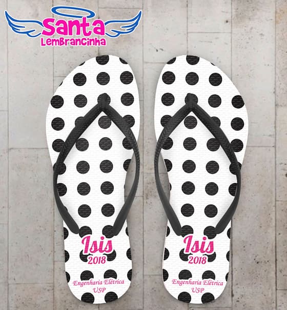 Chinelo Formatura Engenharia Elétrica Fundo Branco com Bolinhas COD 5768