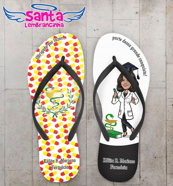 Chinelo Formatura Farmácia Logo e Caricatura COD 5772
