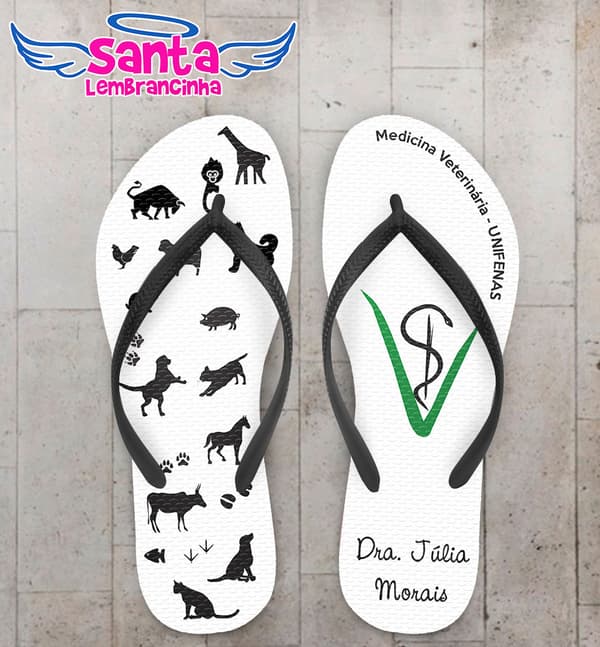 Chinelo Formatura Medicina Veterinária Animais e Logo COD 5836