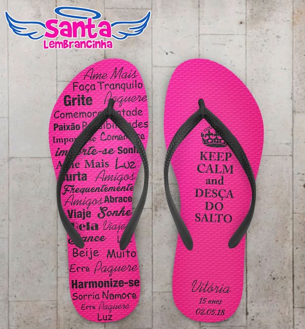 Chinelo Debutante - 15 Anos Keep Calm Personalizado COD 5635