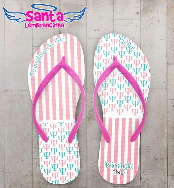 Chinelo Formatura Psicologia Listrado com Logos COD 5826