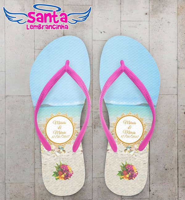 Chinelo Casamento Praia e Monograma Personalizado COD 5312
