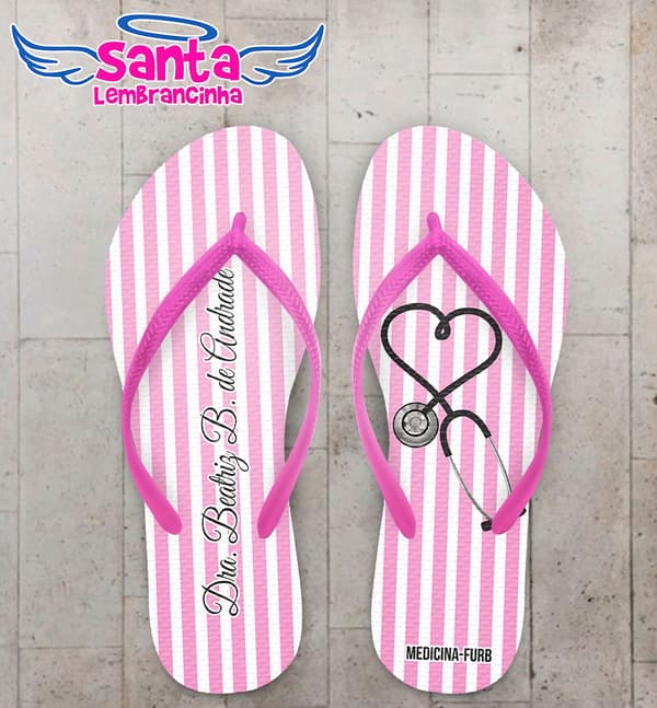 Chinelo Formatura Medicina Listrado Rosa COD 5737