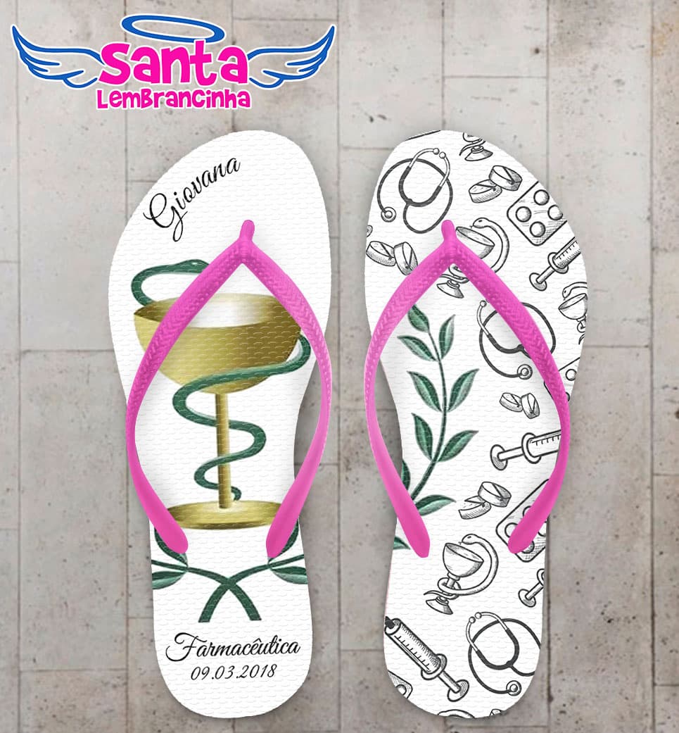 Chinelo Formatura Farmácia Logo e Ícones COD 5773