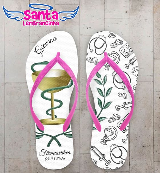 Chinelo Formatura Farmácia Logo e Ícones COD 5773