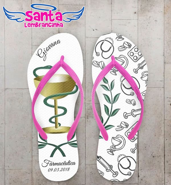 Chinelo Formatura Farmácia Logo e Ícones COD 5773