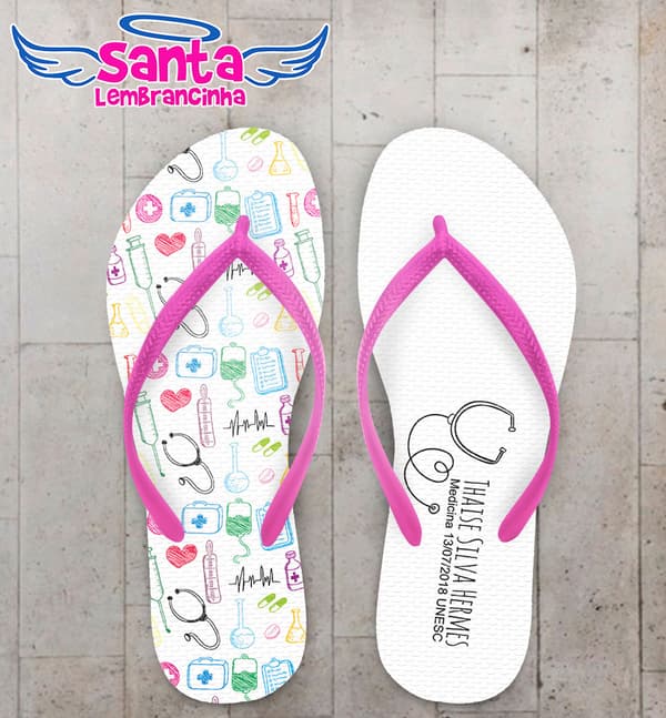 Chinelo Formatura Medicina Esteto e Ícones com Fundo Branco COD 5802