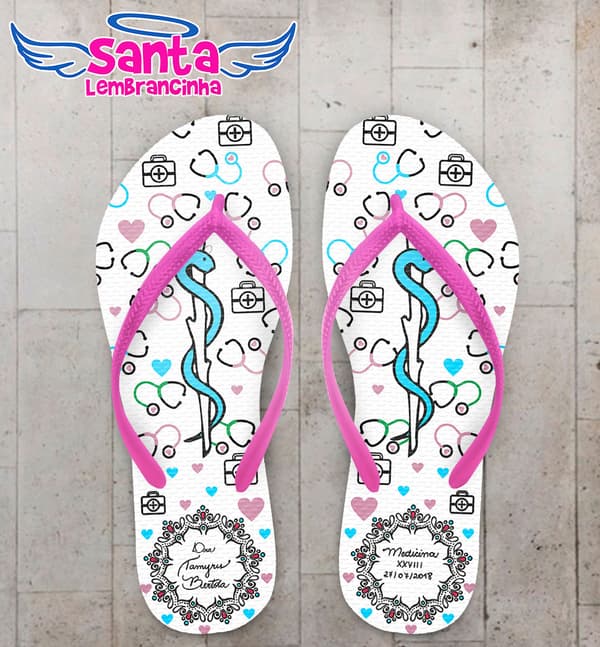 Chinelo Formatura Medicina Logo com Monograma COD 5807