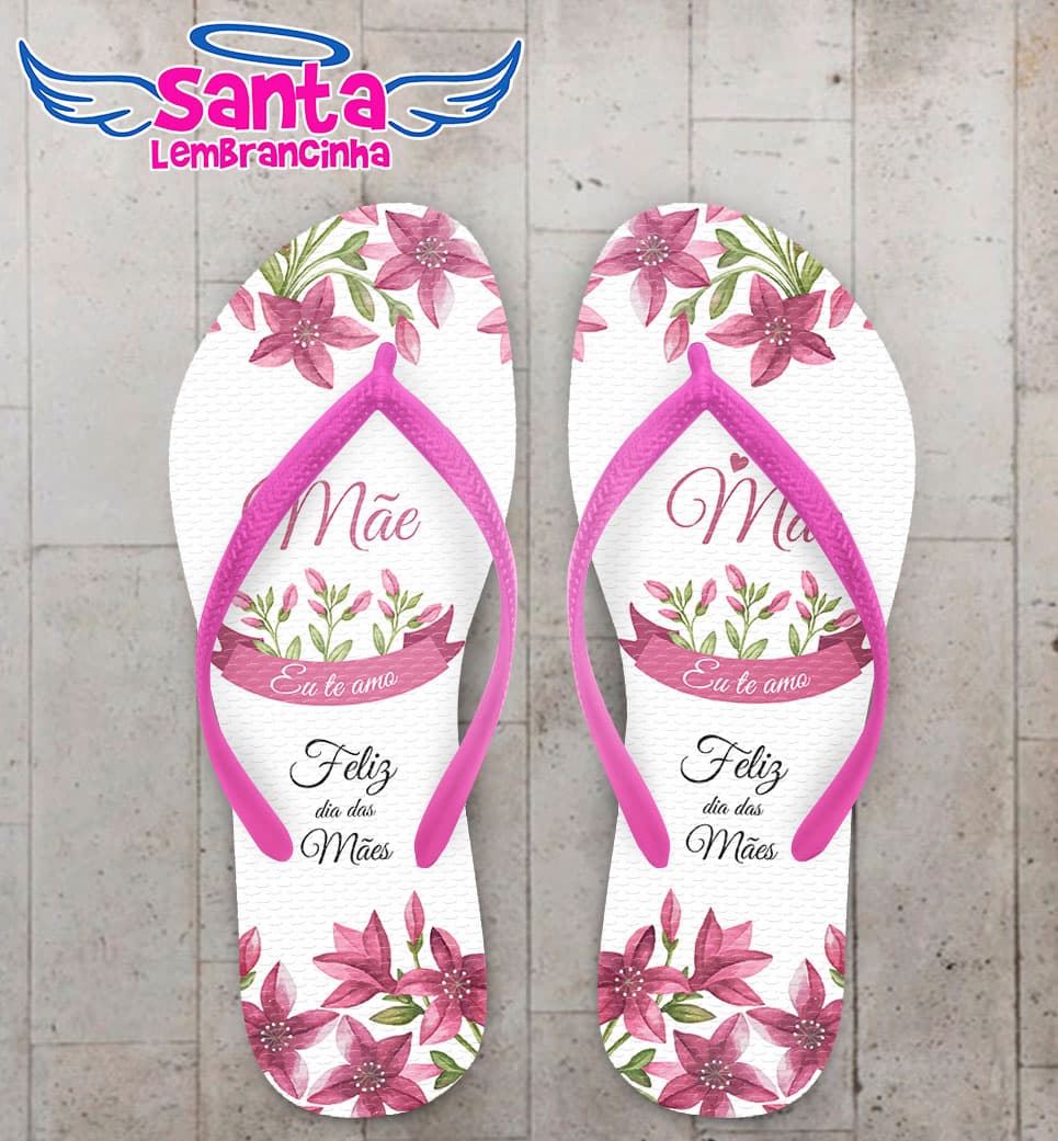 Chinelo Dia das Mães Fundo de Flores Personalizado COD 5630